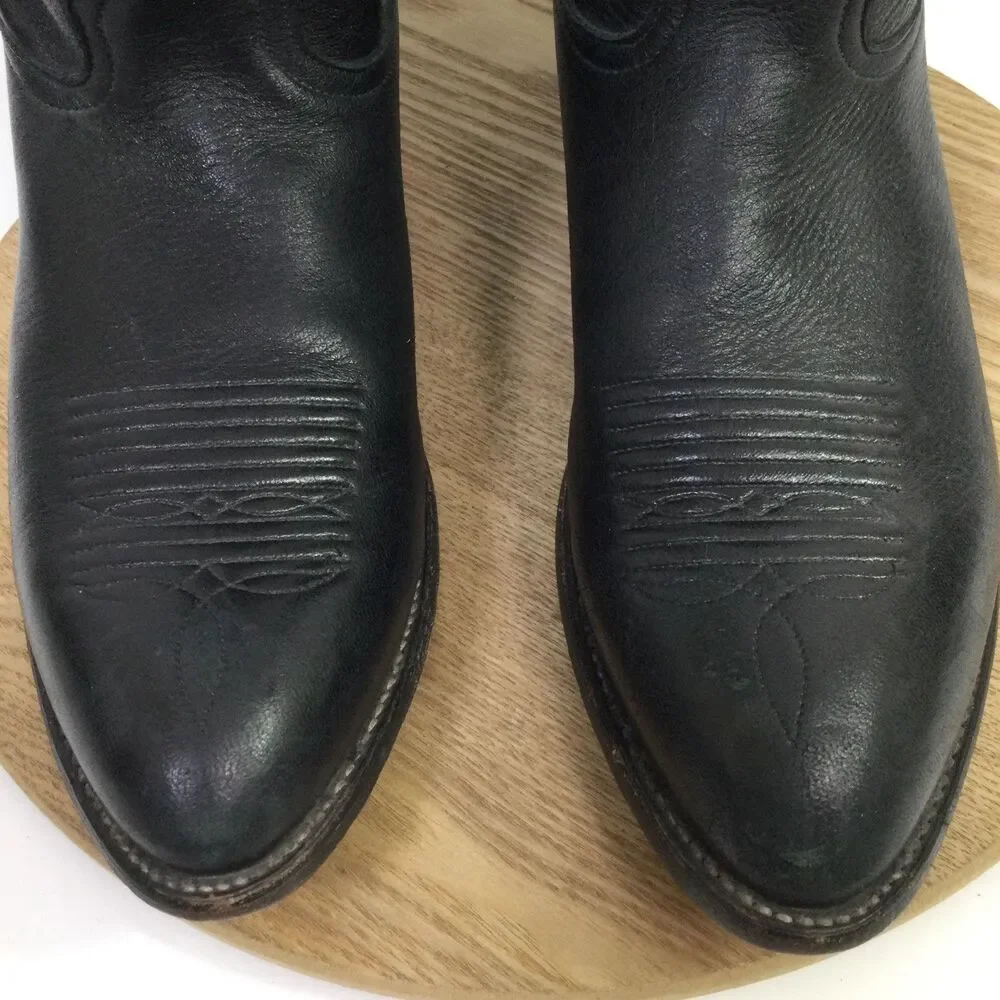 Nocona Mens Leather Western Cowboy Boots Pull-On Mid-Calf Black Size 12D